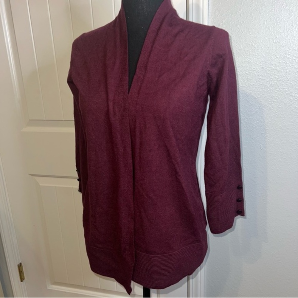 EVOLUTION by Cyrus Stitch Fix Exclusive Myna Button Sleeve Cardigan in Burgundy